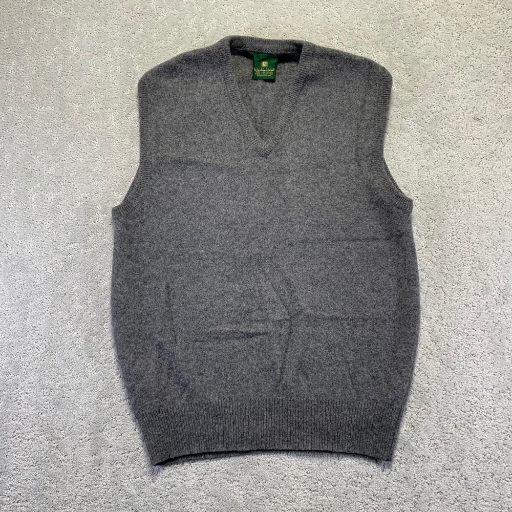 Vintage Nordstrom 100% Lamswool Vest Mens Large V Neck‎ Sweater Gray Fits S/M?